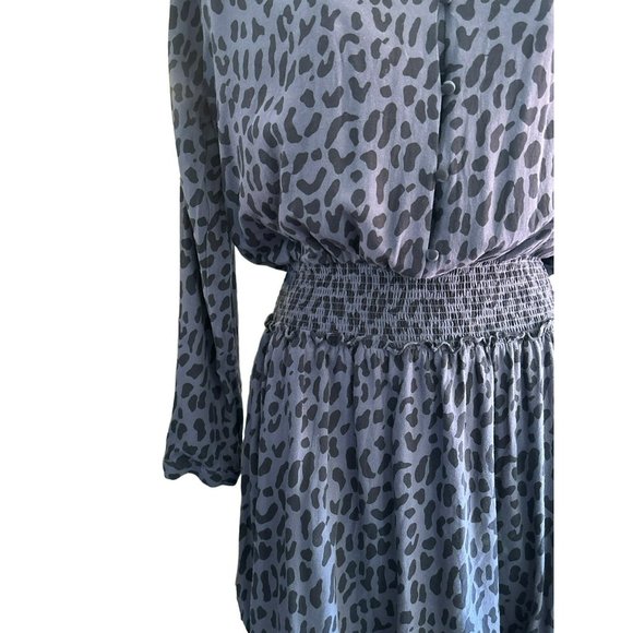 Rails Women's Jasmine Mini Dress Size Small in Azure Leopard Blue Black - Picture 2 of 4
